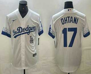 Men's Los Angeles Dodgers #17 Shohei Ohtani White 2021 City Connect Cool Base Stitched Jerseys,We sell and wholesale Men's Los Angeles Dodgers #17 Shohei Ohtani White 2021 City Connect Cool Base Stitched Jerseys on line form chian!